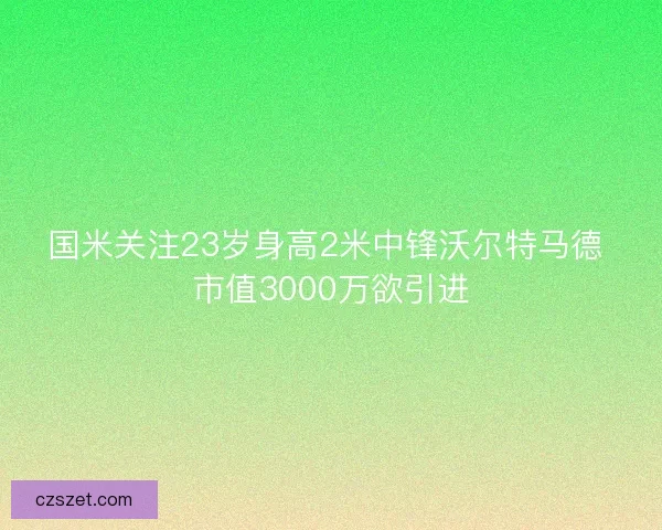 国米关注23岁身高2米中锋沃尔特马德 市值3000万欲引进 国米关注23岁身高2米中锋沃尔特马德 市值3000万欲引进